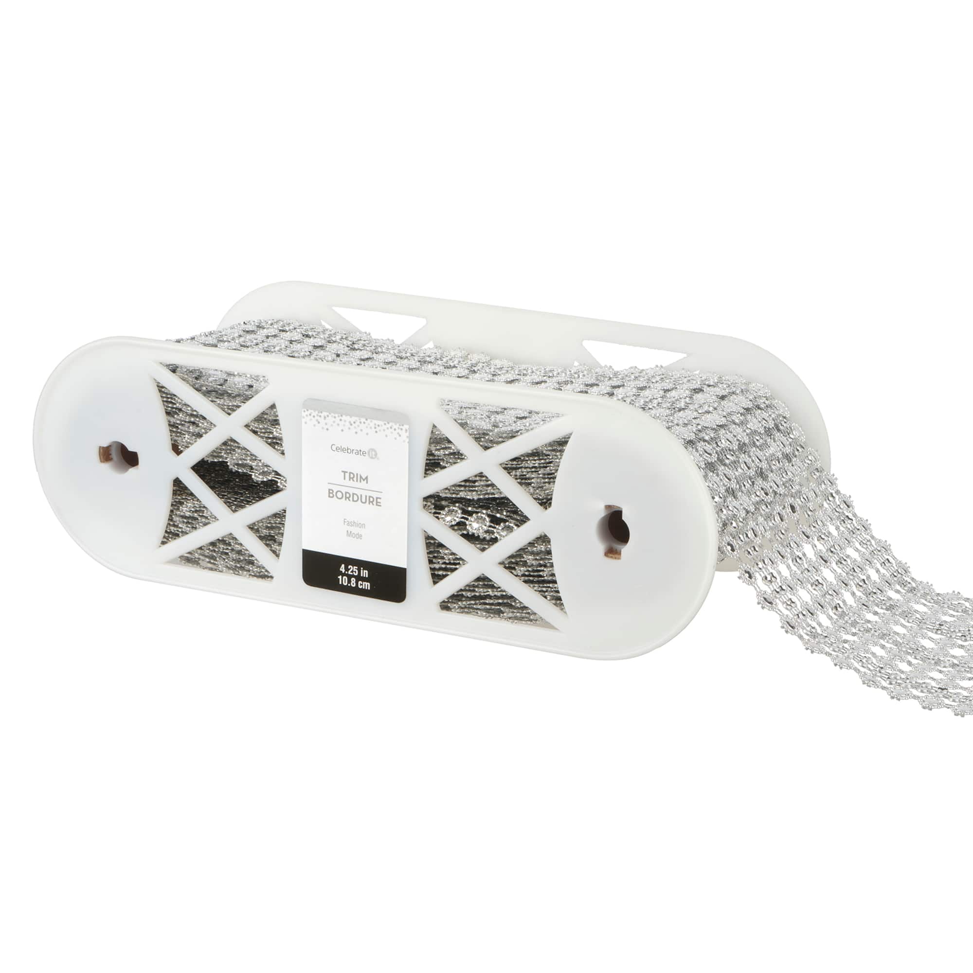 4.25" Silver Diamond Mesh Trim by Celebrate It®